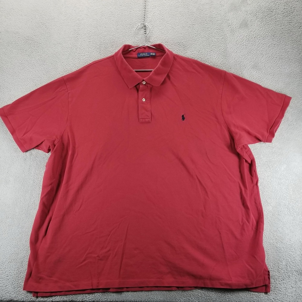 Polo Ralph Lauren Polo Shirt Mens 5X Big Red Solid Pony Logo Cotton Knit